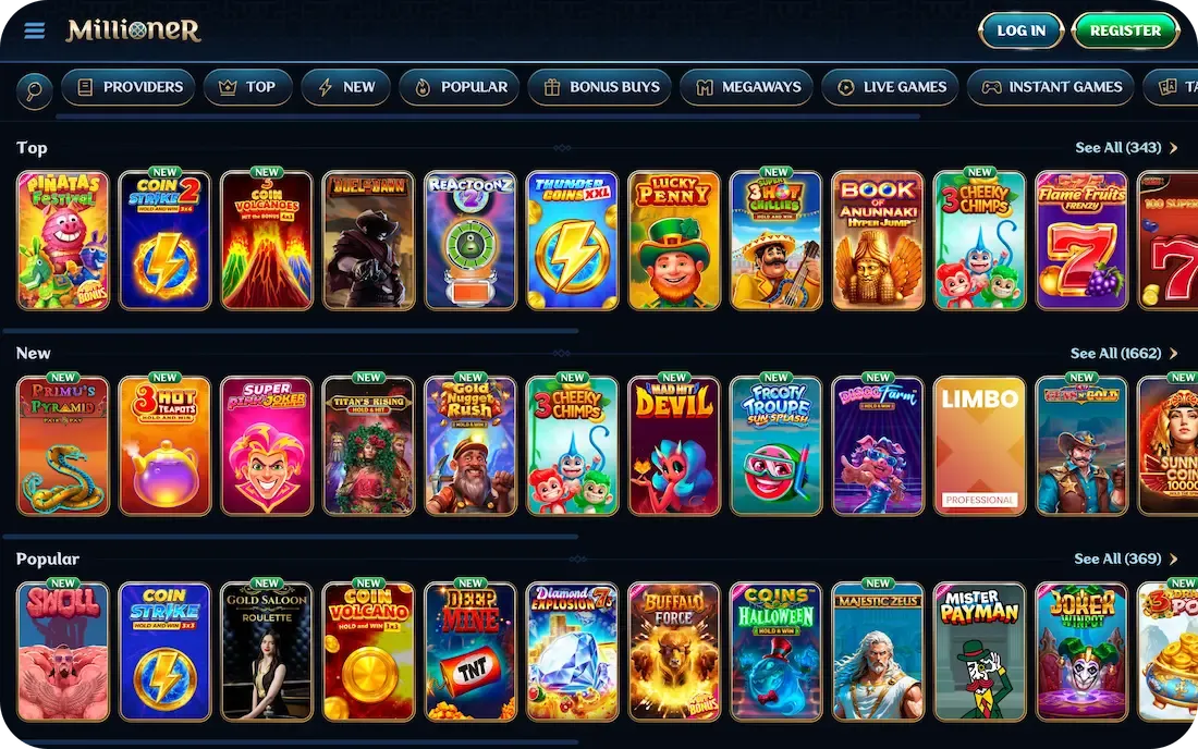 millioner casino games
