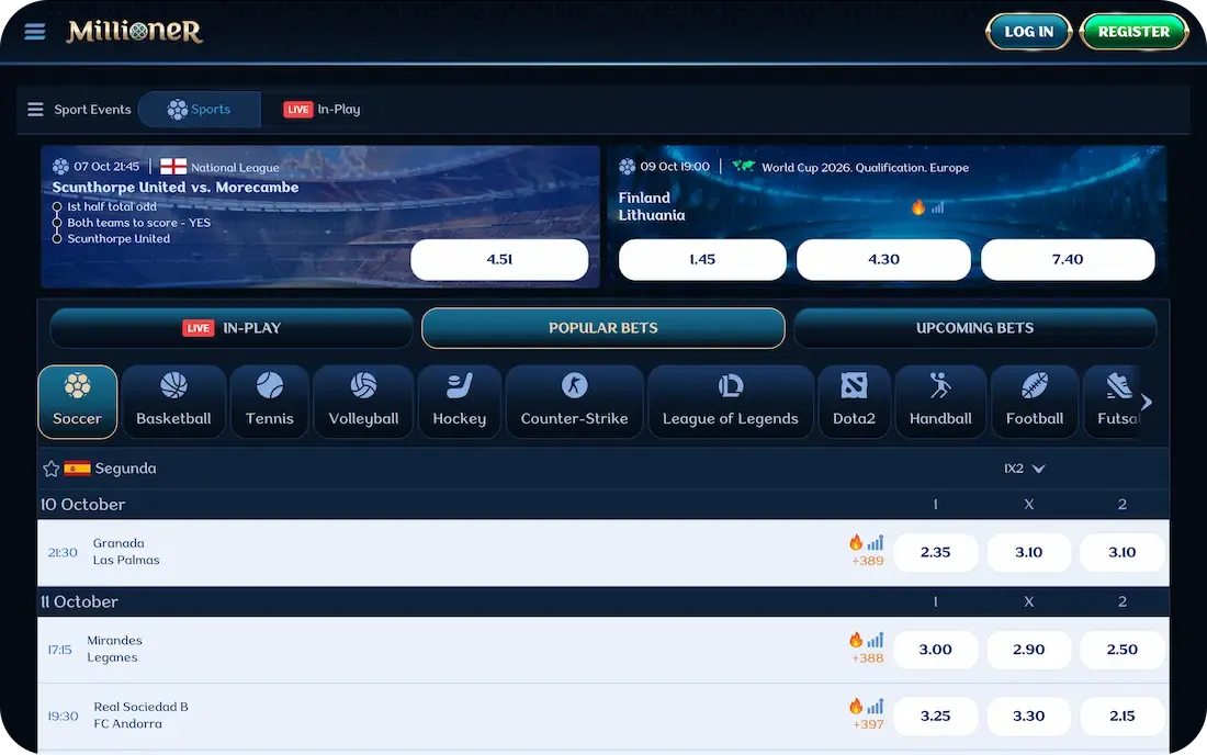 millioner casino sport