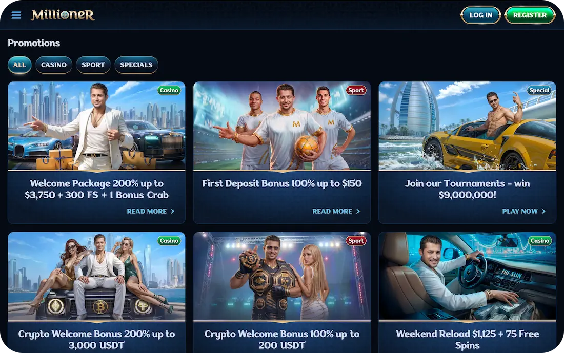 millioner casino bonus